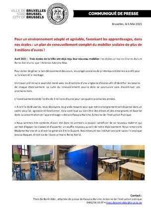un plan de renouvellement complet du mobilier scolaire de plus de 3 millions d’euros ! CP
