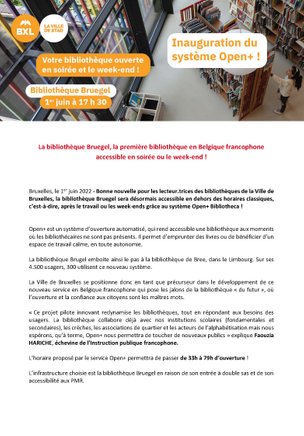 Bruegel, la 1re bibliothèque en Belgique francophone accessible en soirée ou le week-end ! - CP